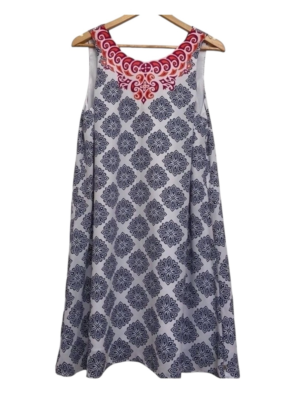HATLEY summer dress white blue A line sleeveless festive orange pink lightweight